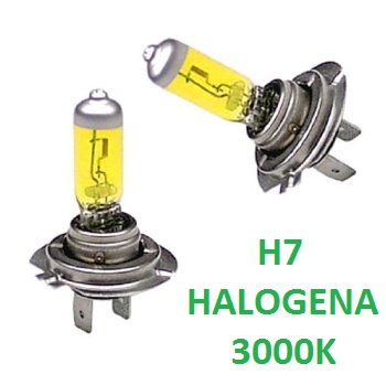 Pack de 2 bombillas h7 amarillas halogenas 3000k cristal amarillo antiniebla cruce cortas carretera largas coche o moto homologadas 55w 100w